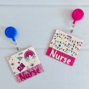 Glitter Badge Buddy | Nurse Card Holder | RN ID Tag Backer and Retractable Reel
